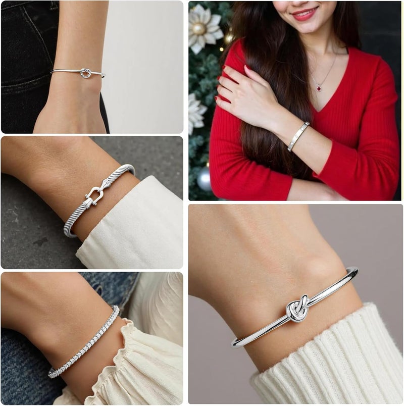 FAFUGA 18 K Gold Plated Love Bangle Bracelet Stack Cuff Jewelry for Women Jewelry Set for Women Gift with Box - Image 5